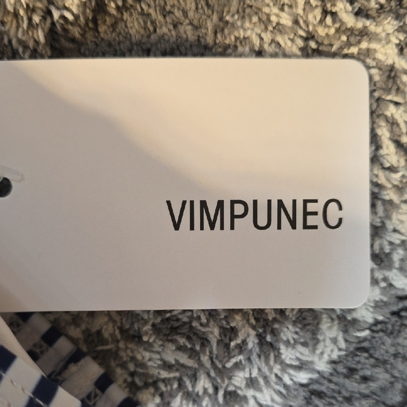 Navy Striped One-Shoulder Bikini Set - Picture 2 of 4